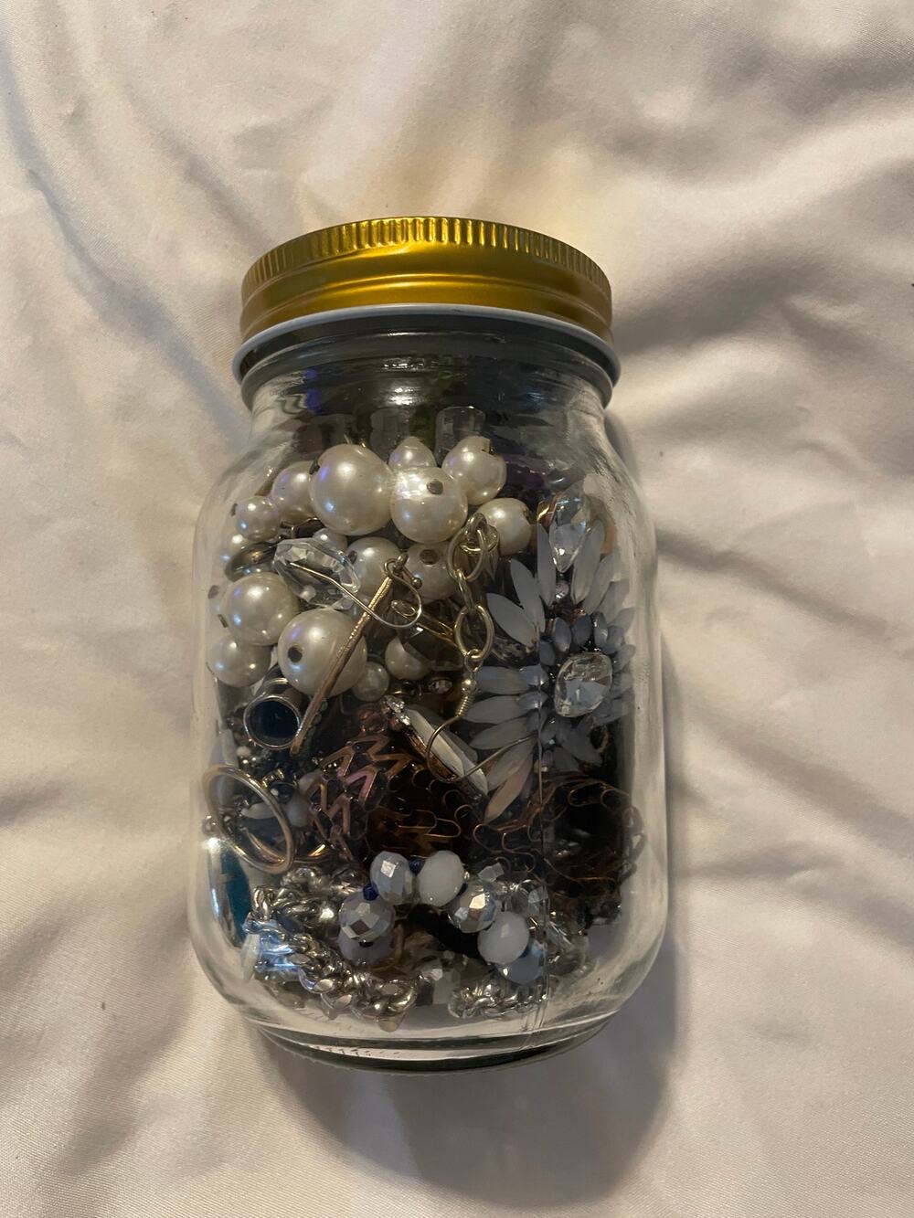 1 lb Mystery Jewelry Jar Costume Jewelry Lot Earrings Necklaces Craft